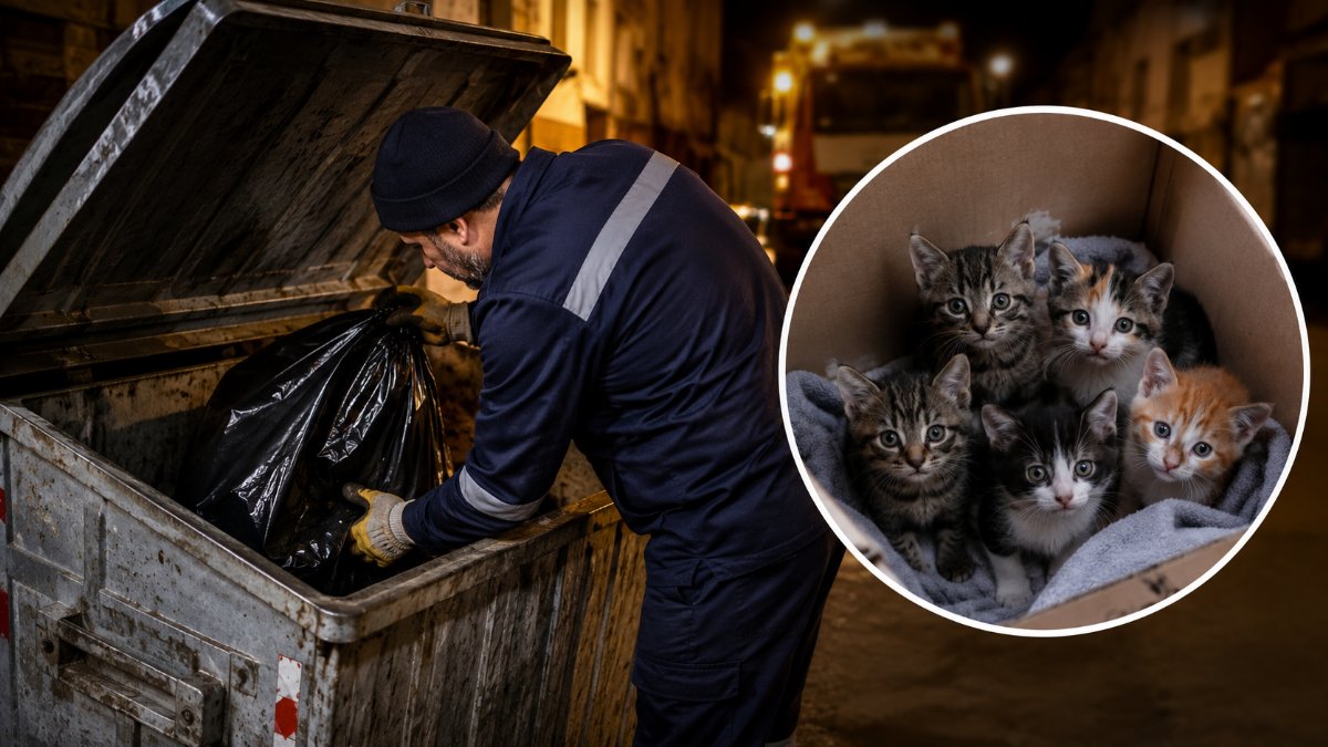 Çöp konteynerine bırakılan 5 yavru kedi kurtarıldı