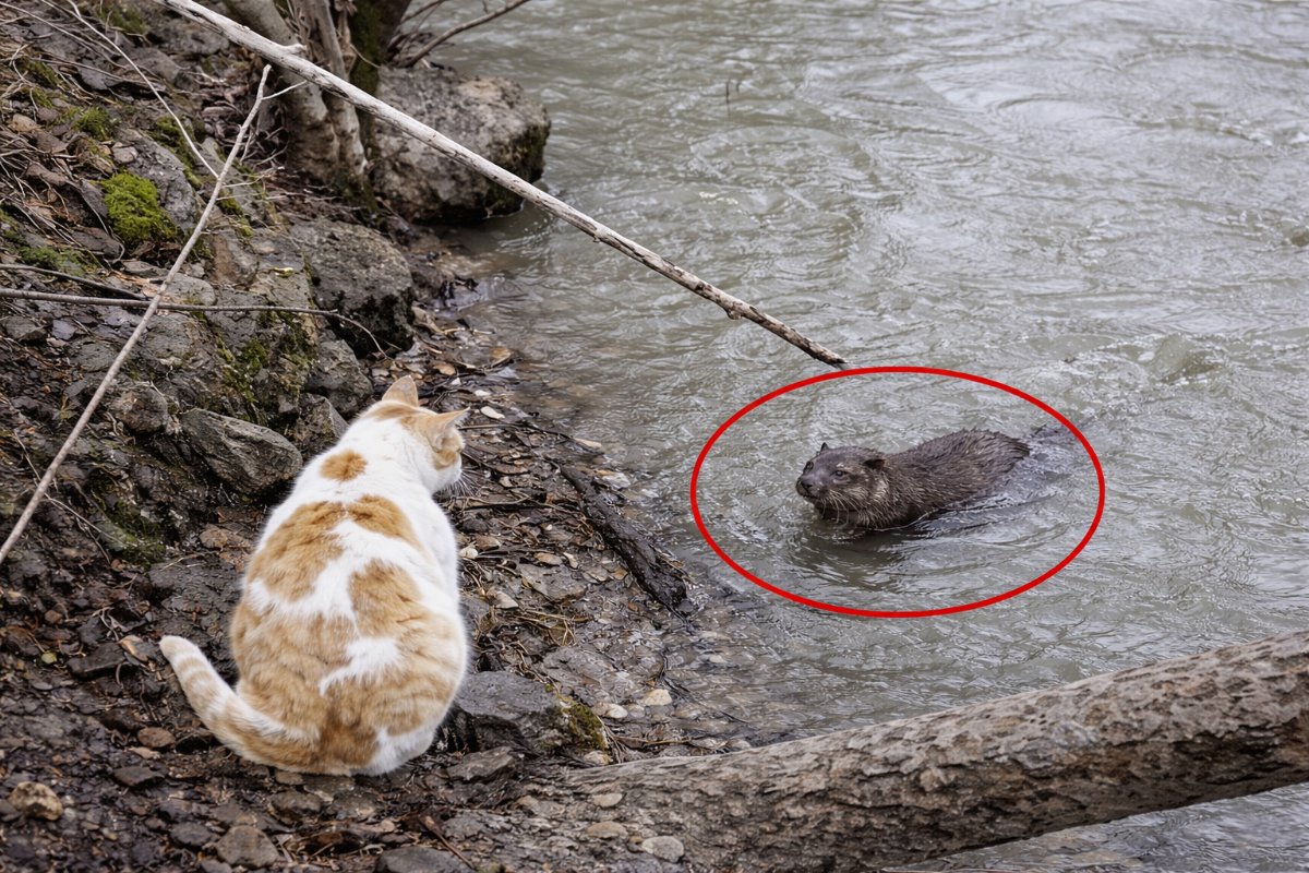 Tunceli’de Gülümseten Anlar: Kedi ile Su Samuru Saklambaç Oynadı